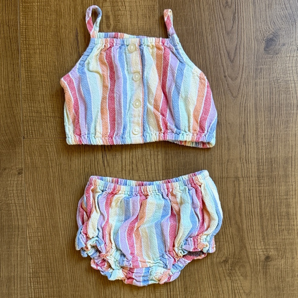 Old Navy Pastel Striped Summer Diaper Cover Set
